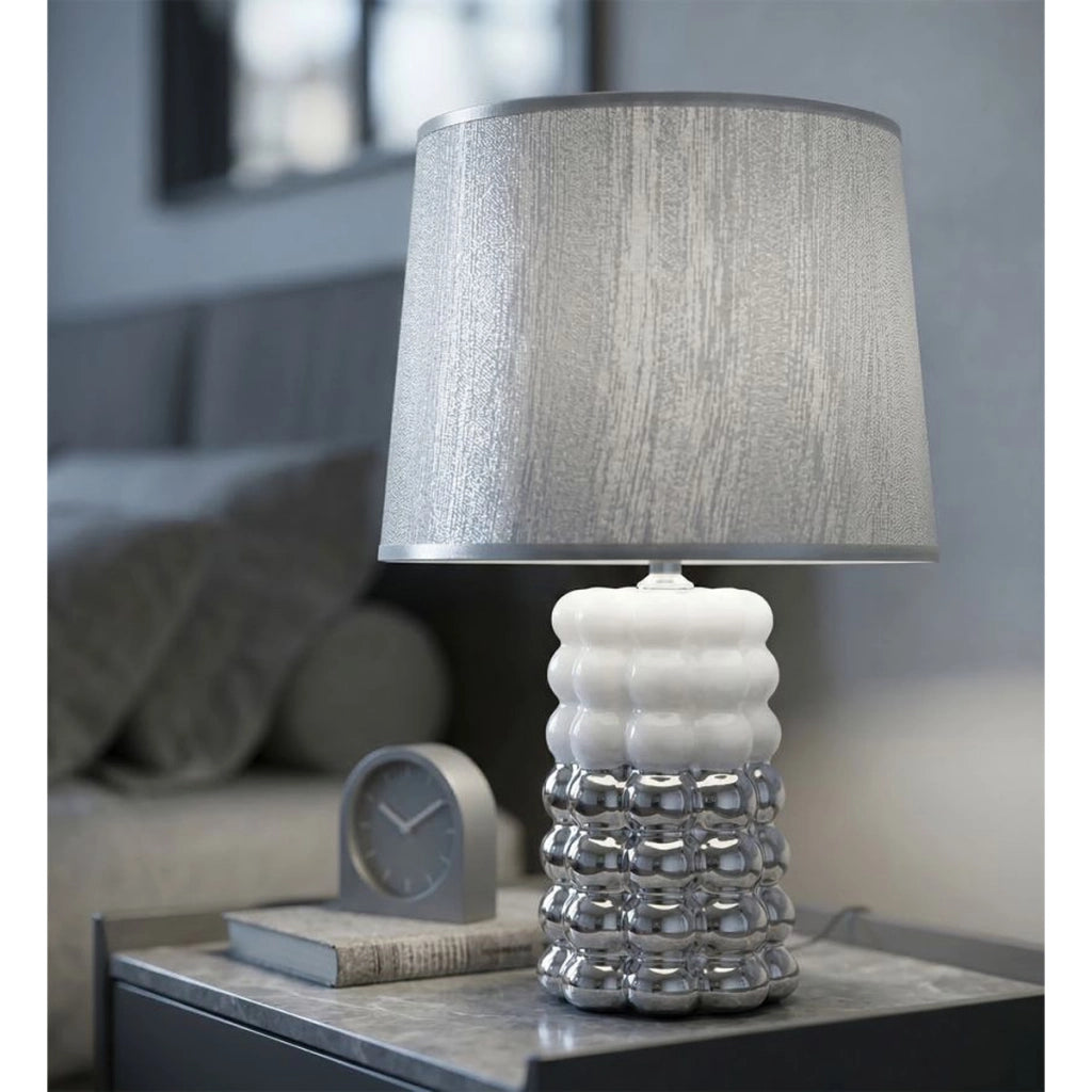 Lampada da tavolo Lace bianca e argento in ceramica Ø23×33 cm
