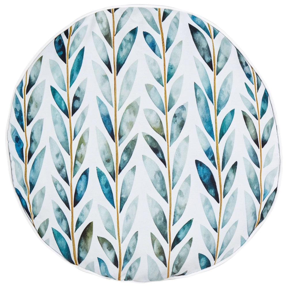 Set di 2 cuscini da giardino in poliestere bianco e verde ⌀ 40 cm Motivo a foglie quadrate Design moderno Cuscino decorativo