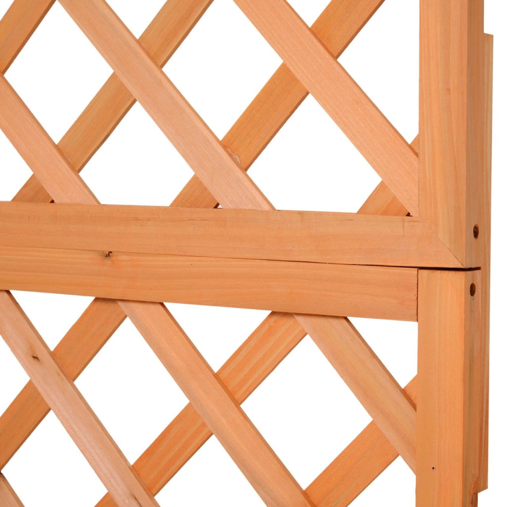 Easycomfort Fioriera da Esterno con Grigliato per Rampicanti e Vaso, in Legno di Abete, 72.5x31.5x149.5 cm, Arancio
