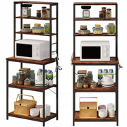 Scaffale multifunzionale mobile da cucina vintage retro marrone loft 6 ripiani 166 cm