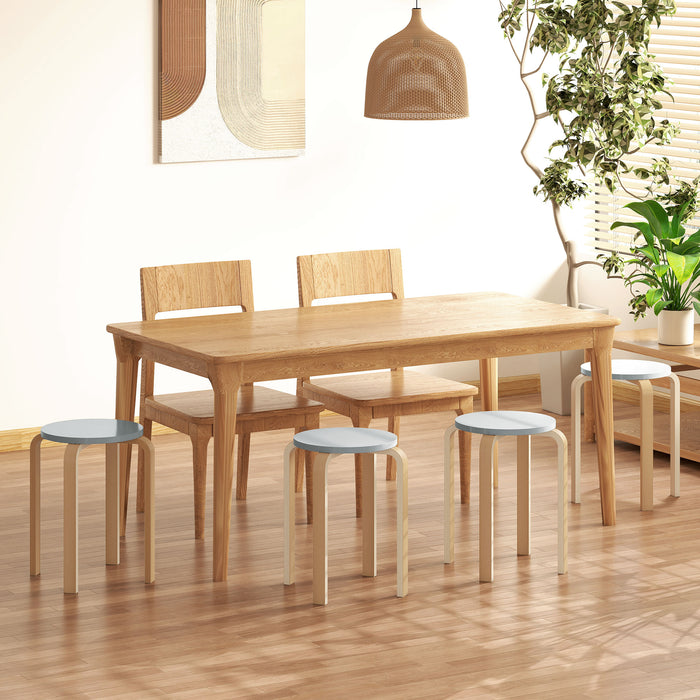 Set 4 Sgabelli Rotondi e Impilabili Ø40x45 cm in Legno Grigio