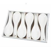 Trade Shop - Set 6 Pezzi Poggiamestolo Poggia Mestolo In Ceramica Bianca Cucina -