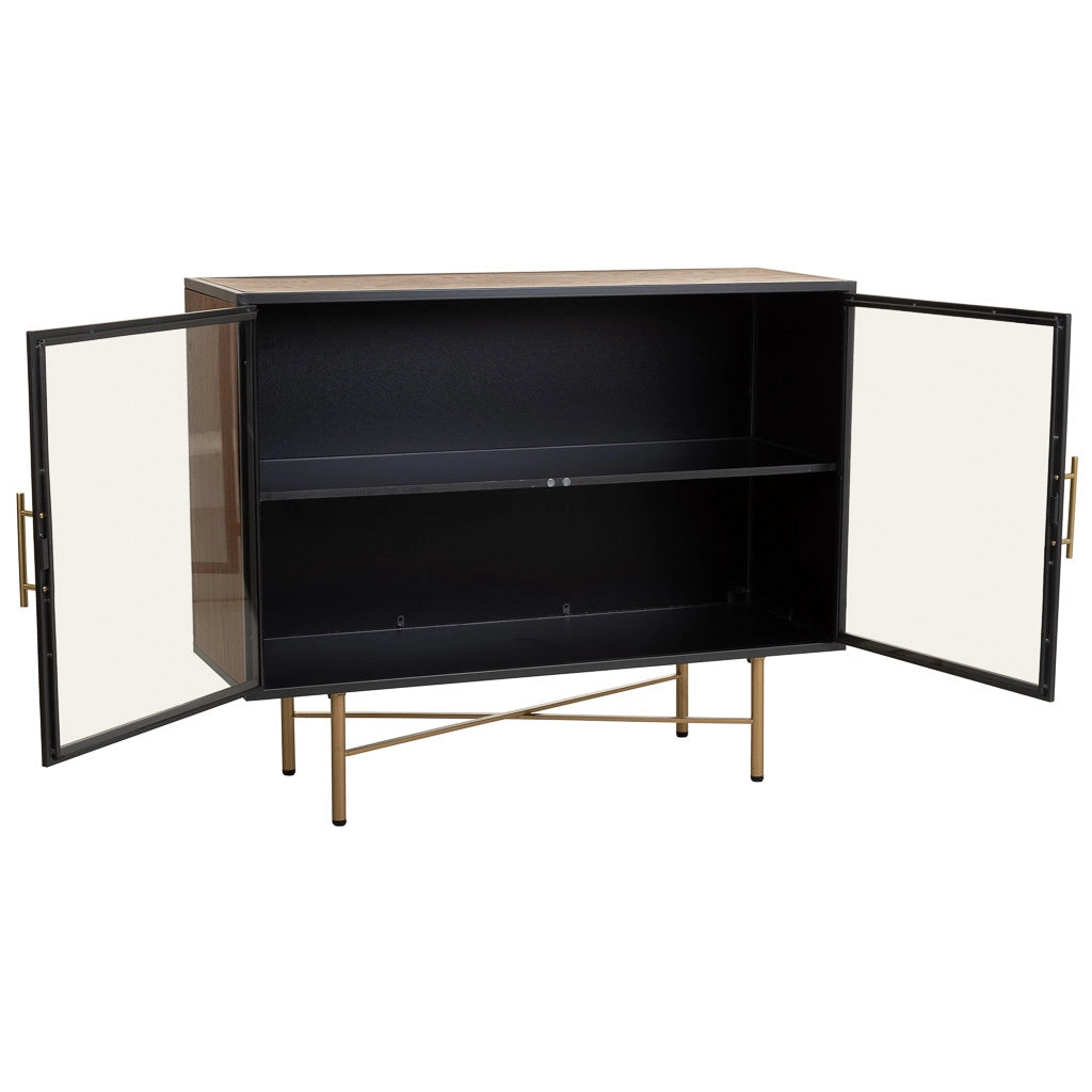 Credenza in legno e metallo bianco 100x35x80h