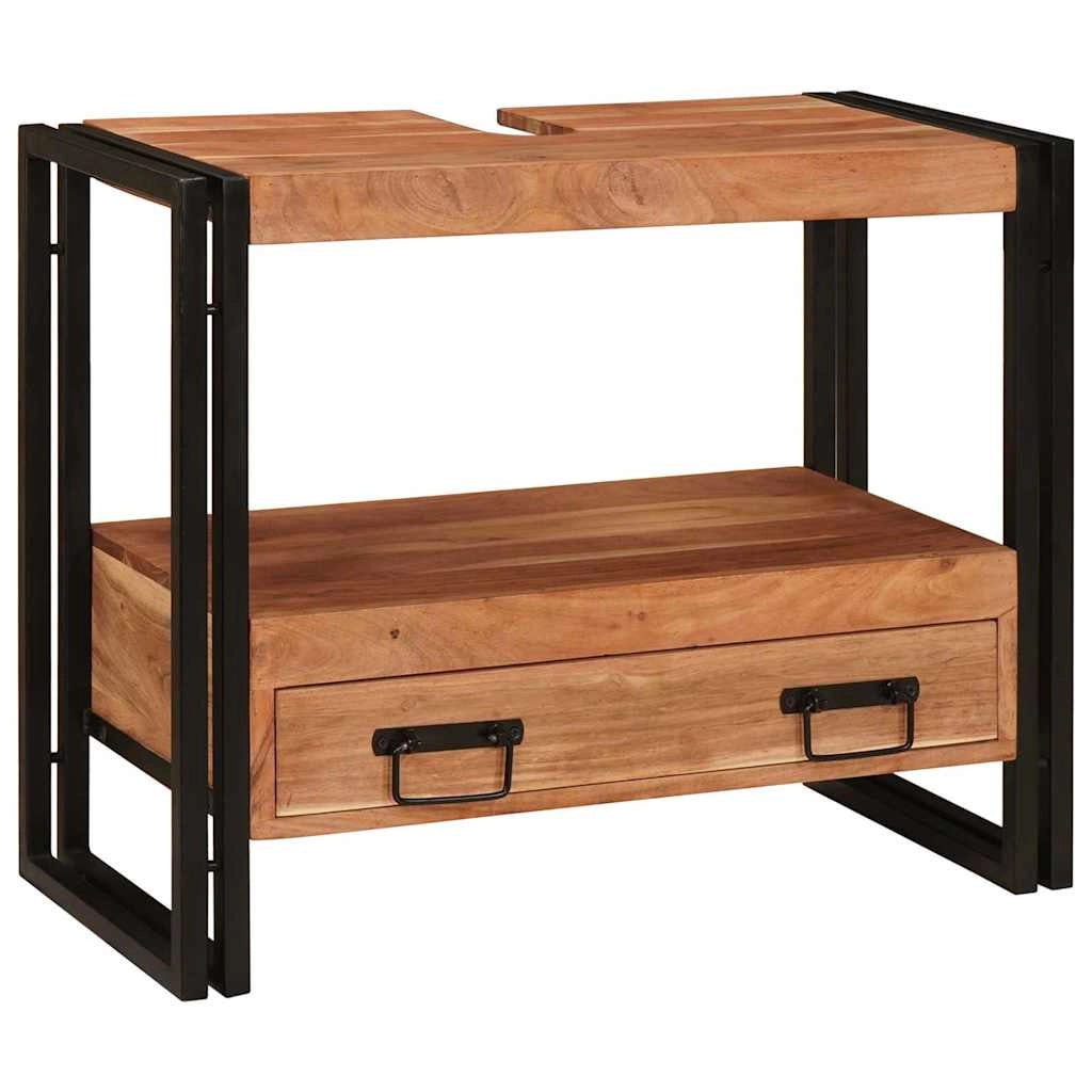 Mobiletto da toeletta moderno con cassetto 71 x 33 x 58 cm pratico ed elegante in ferro marrone 02_0058000