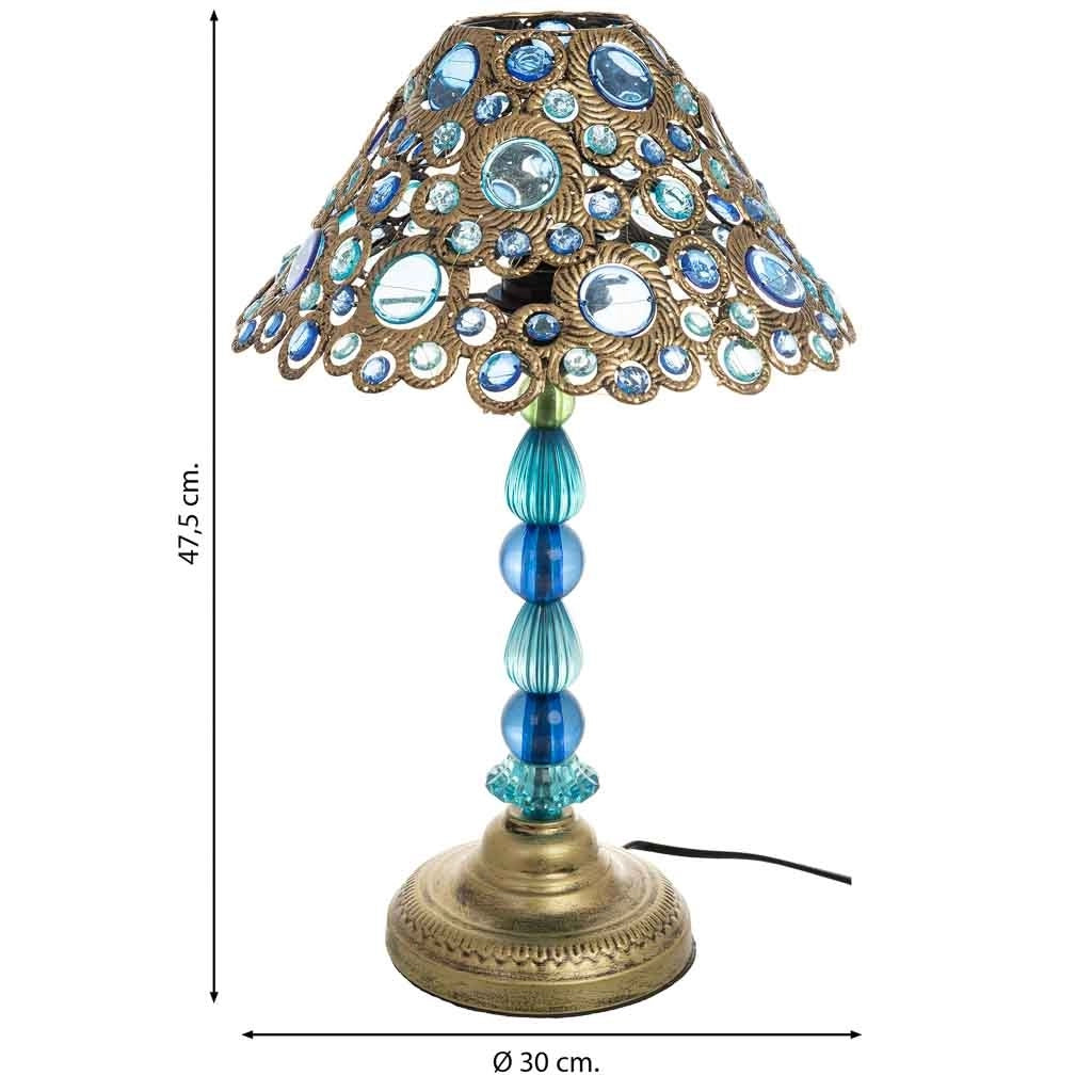 Lampada in metallo blu con vetro acrilico colorato 30x47.5h cm