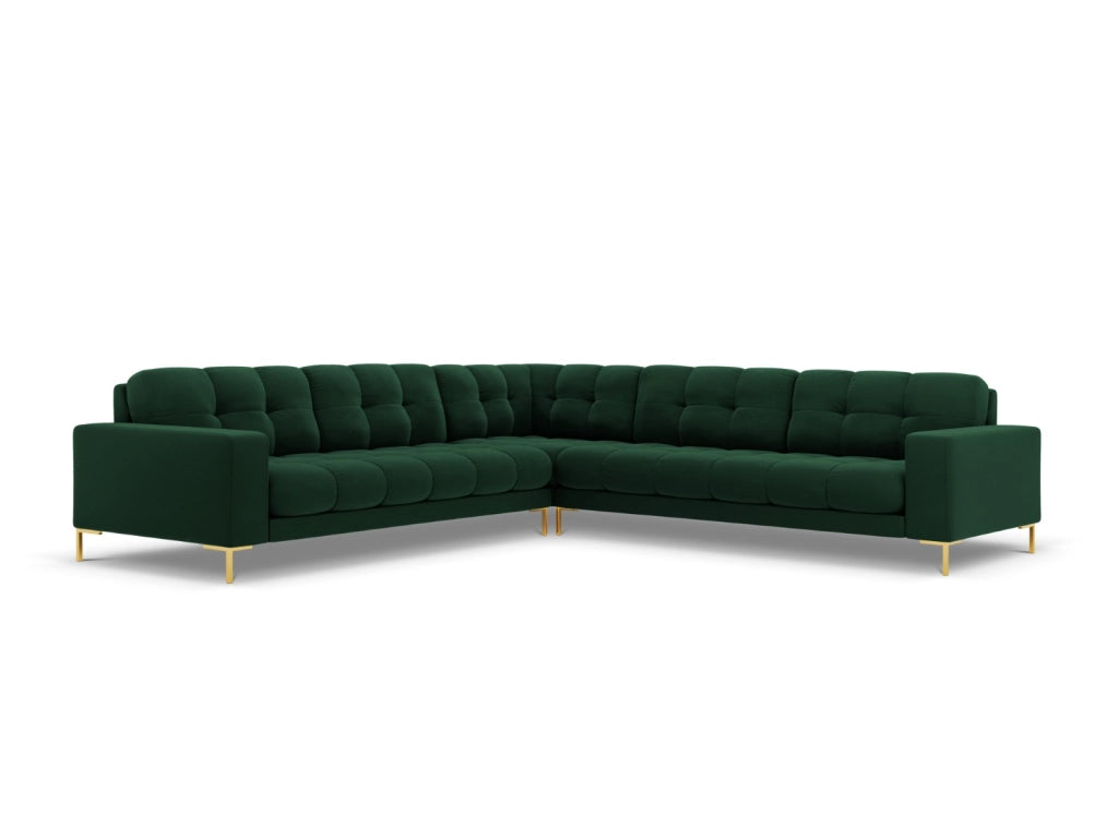 Cosmopolitan Design - Divano angolare reversibile "Bali" 6 posti in velluto verde bottiglia 