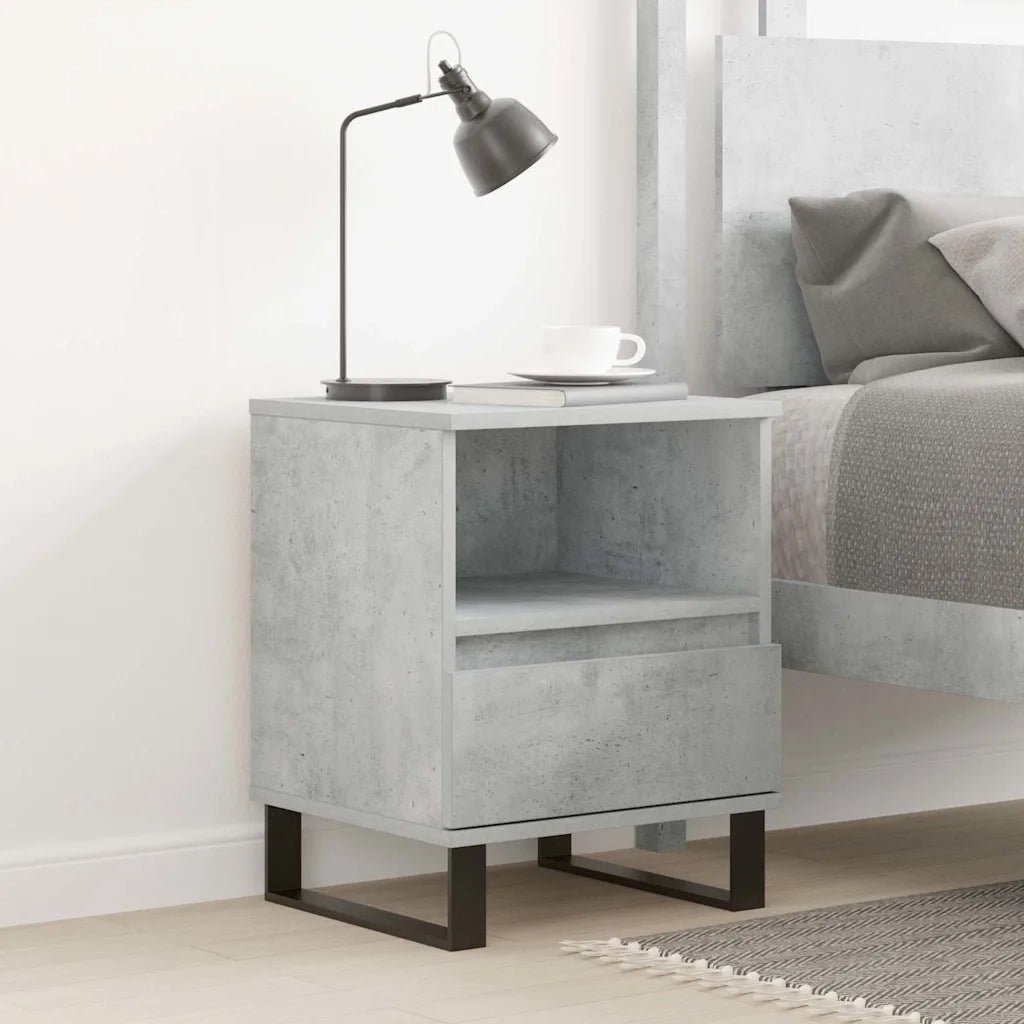 Comodino Grigio Cemento 40x35x50 cm in Legno Multistrato 830644