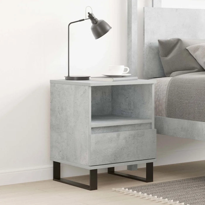 Comodino Grigio Cemento 40x35x50 cm in Legno Multistrato 830644