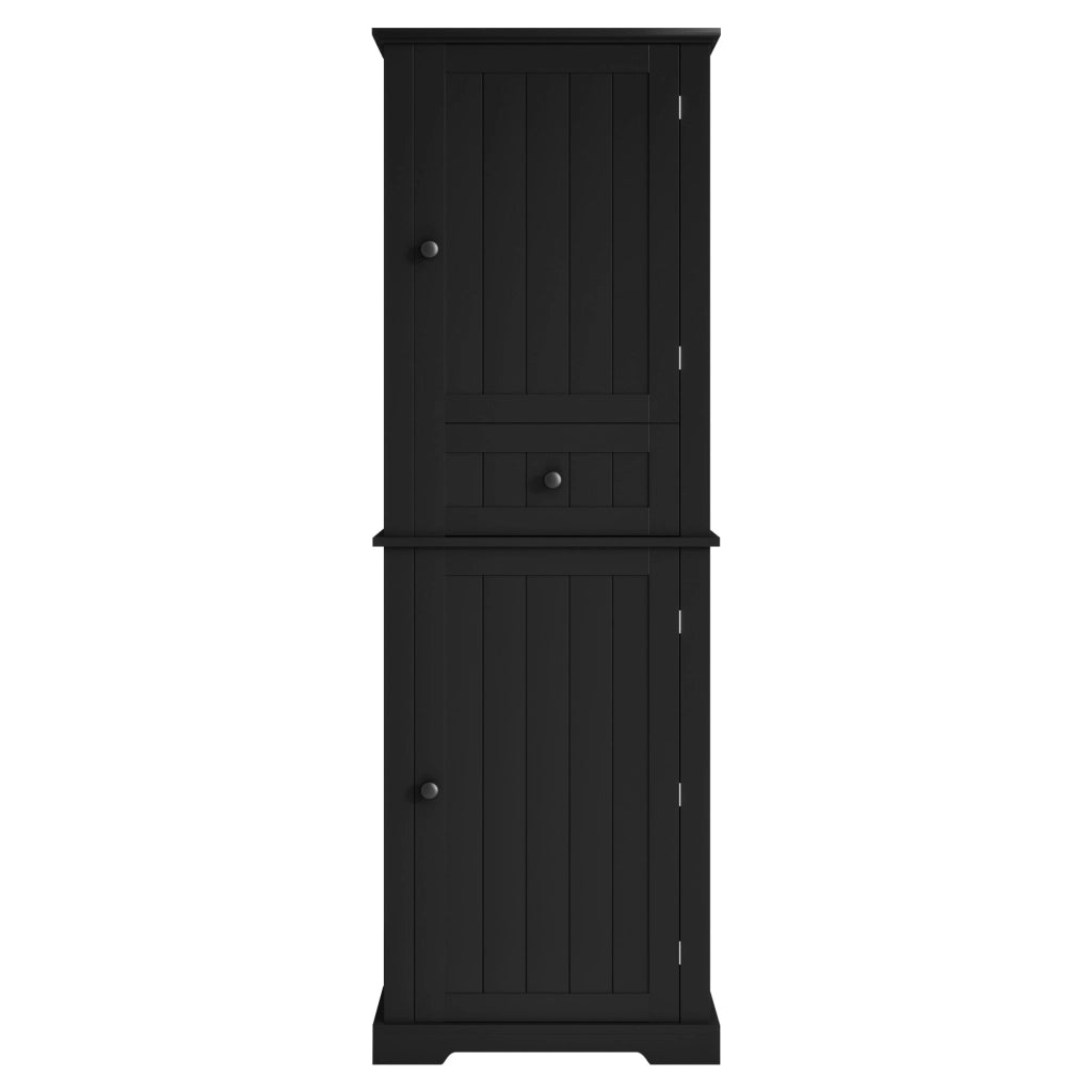 Armadietto da bagno in MDF con ante cassetto e ripiani regolabili nero design moderno 56 × 28 × 167.3 cm