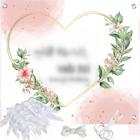 Set di decorazione per matrimonio romantico con stampa di fiori - 54 pezzi - Incluso telo, corda, forbici e nastri