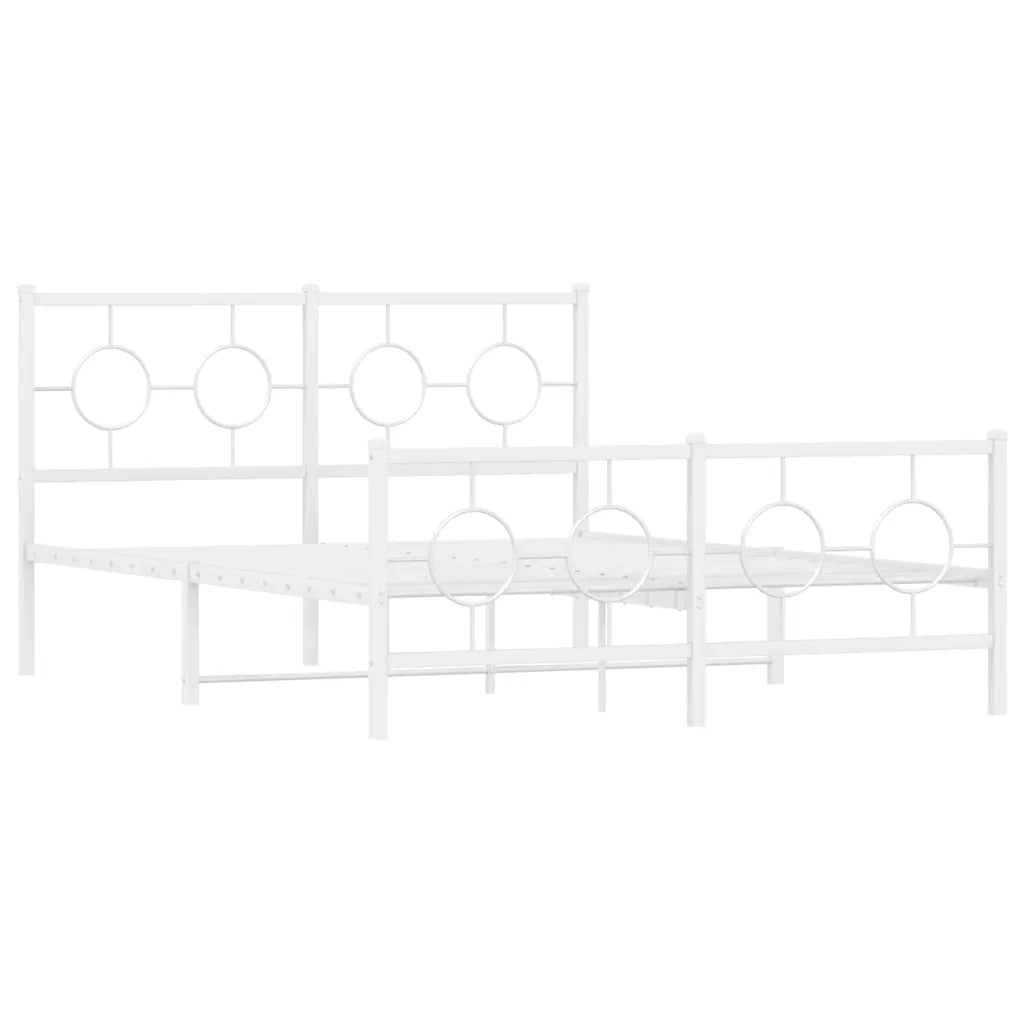 Giroletto con Testiera e Pediera-Struttura Letto Metallo Bianco 140x200 cm 427408