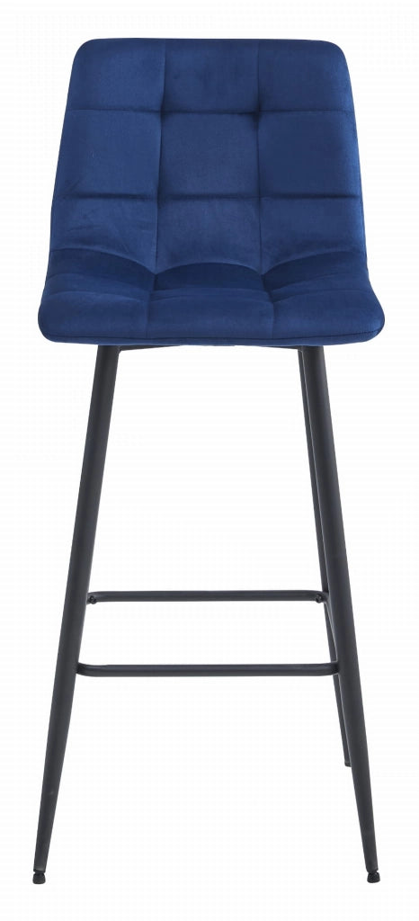 Sgabello Valora TEOTO in velluto blu navy con gambe nere per cucina x4