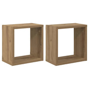 2 pz Scaffali da Parete | Mensola sospesa Rovere artigianale Legno multistrato
