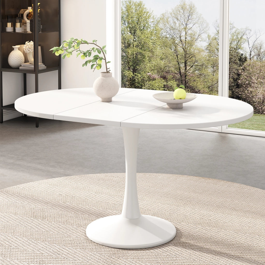 Tavolo da pranzo allungabile ovale 100/140x100 cm, bianco