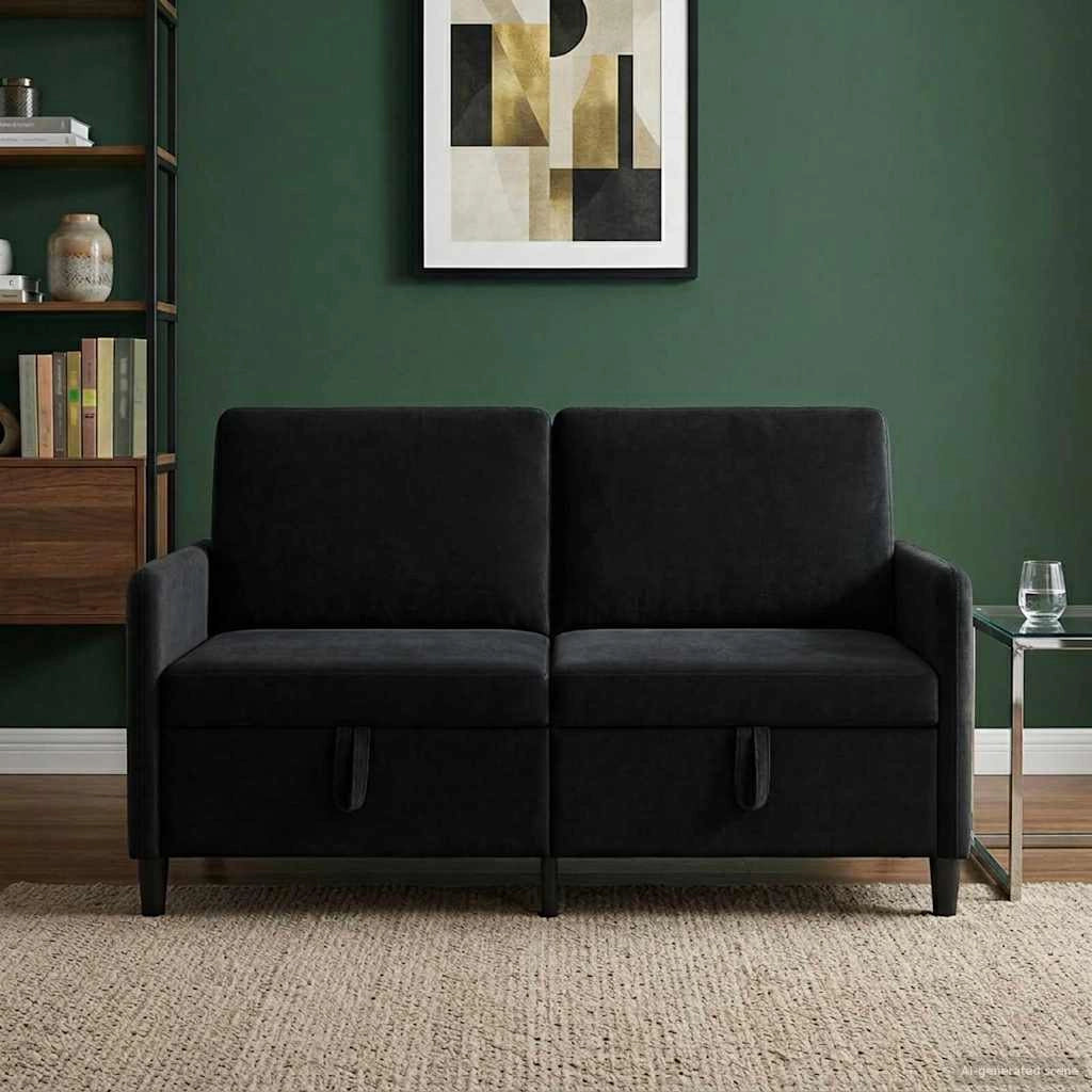 Divano con Storage Nero 152 x 78 x 87 cm Poliestere 42036939