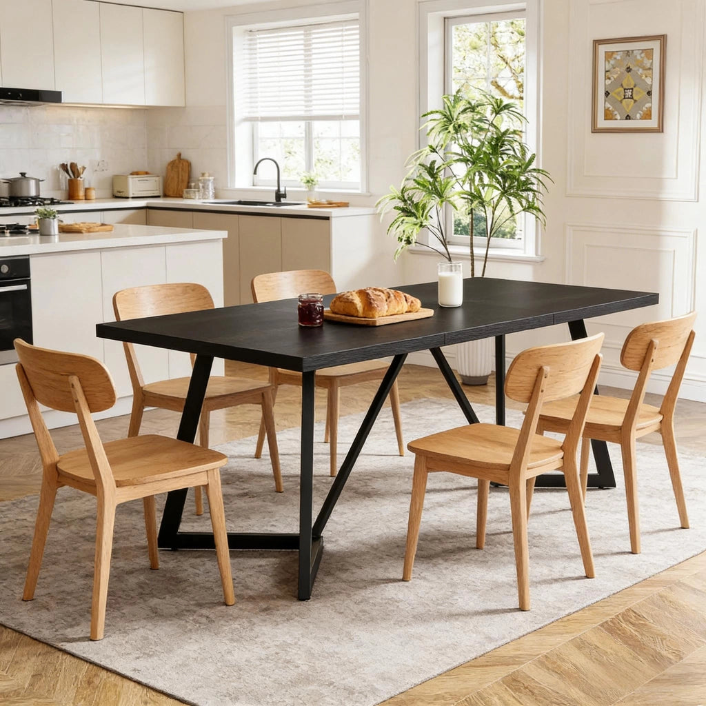 TAVOLO Rettangolare 180x80x75 cm Nero/Marrone MDF