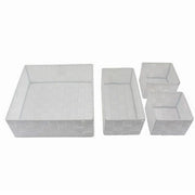Trade Shop - Set 4 Pezzi Contenitori Bianco Scatola In Tessuto Organizer Porta Oggetti 79061 -