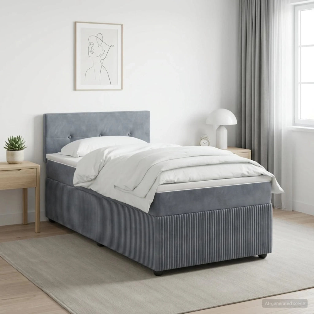 Letto box spring con materasso Grigio Scuro 100 x 200 cm 3453084