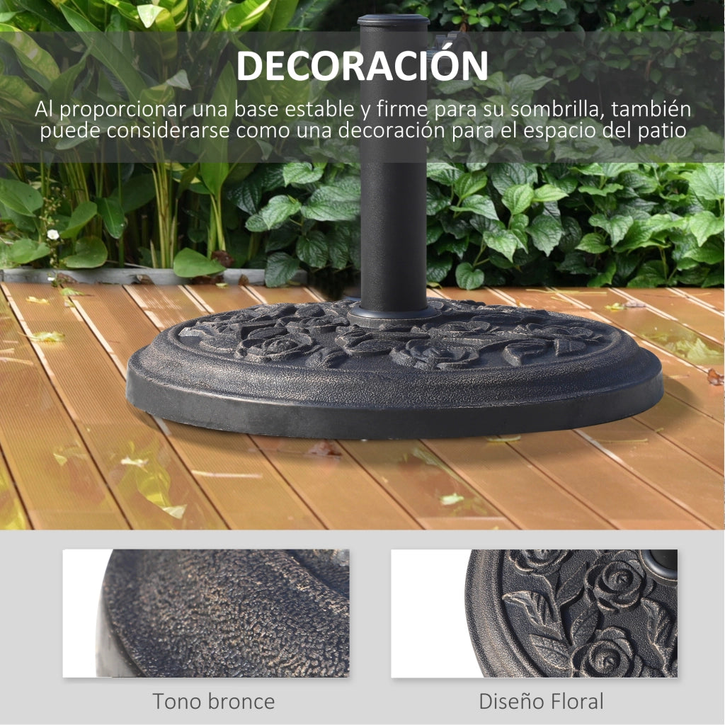 Base per Ombrellone da Giardino 9 kg ¨C Zephmum ¨C Bronce ?45,5x31 cm per 38/48mm