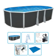 Piscina Fuori Terra Steeldesign Omega 640 Liner 0,6 Mm - 6,40 X 3,66 X H.1,32 M - Kit Base