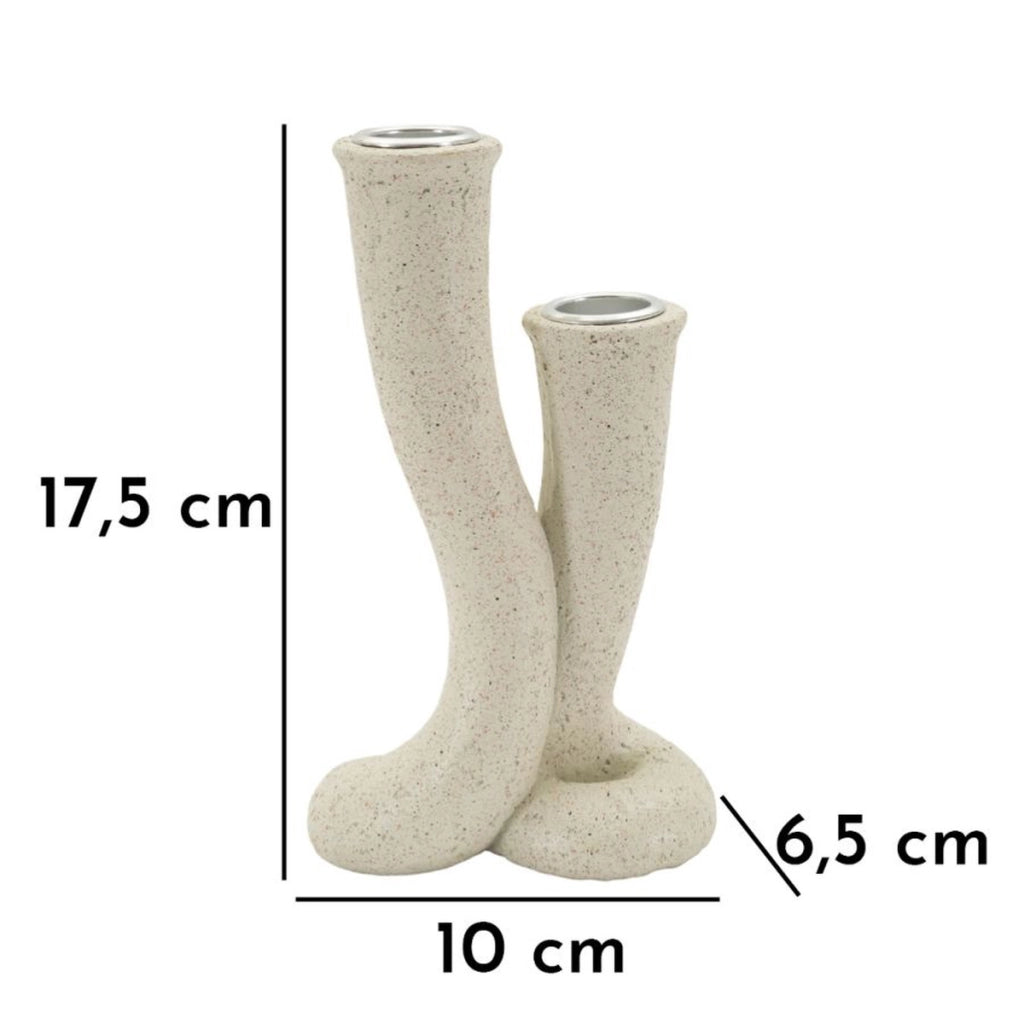 Portacandela VKH750, Beige, Poliresina, 10x6,5x17,5 cm