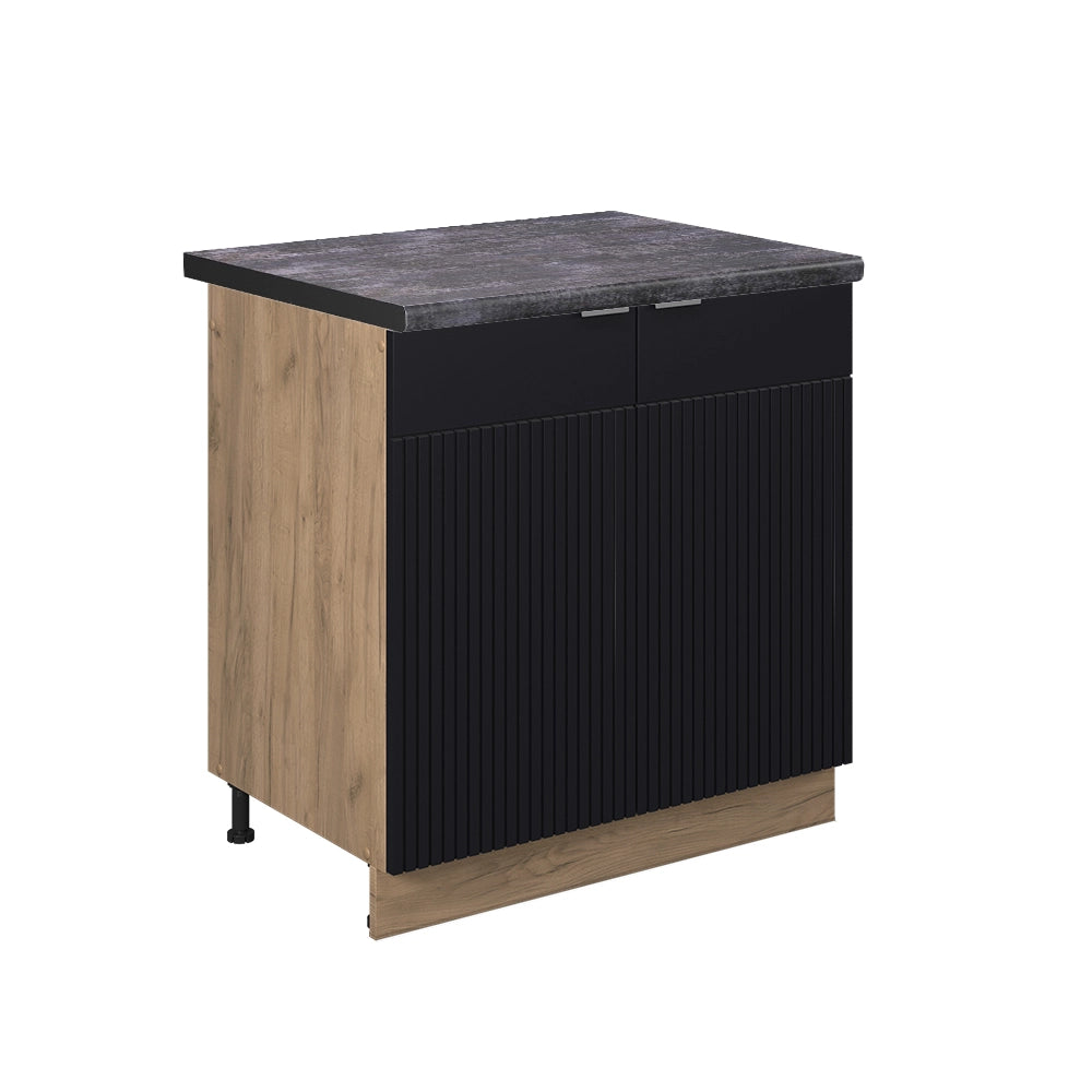 Mobile lavello cucina Fame-Line Nero rigato/Rovere dorato 80 cm, PL Antracite Vicco
