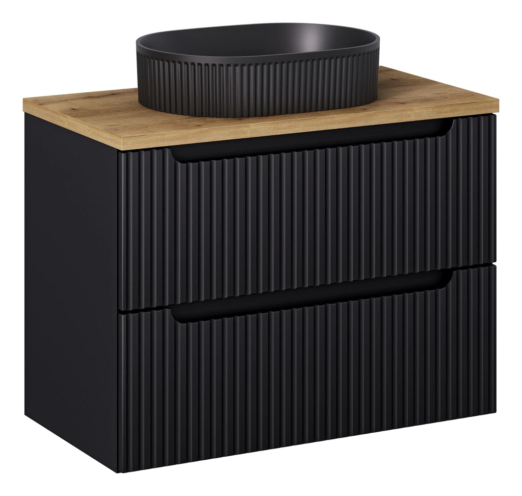 Set mobili bagno 80 cm con piano e lavabo da appoggio Beyond Nova Black 80 x 1401 x 40 cm