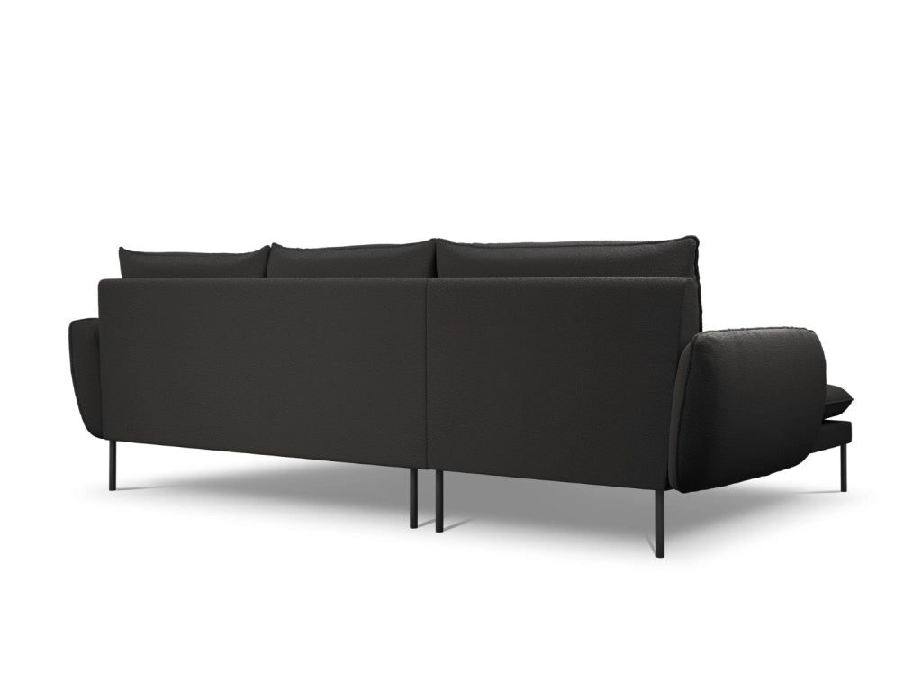 Cosmopolitan Design - Divano angolare sinistro "Vienna" 5 posti in bouclé nero 