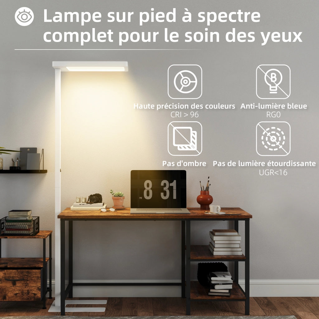 Lampada da terra LED dimmerabile per soggiorno ¨C zephmum ¨C 60x32x196 cm bianca