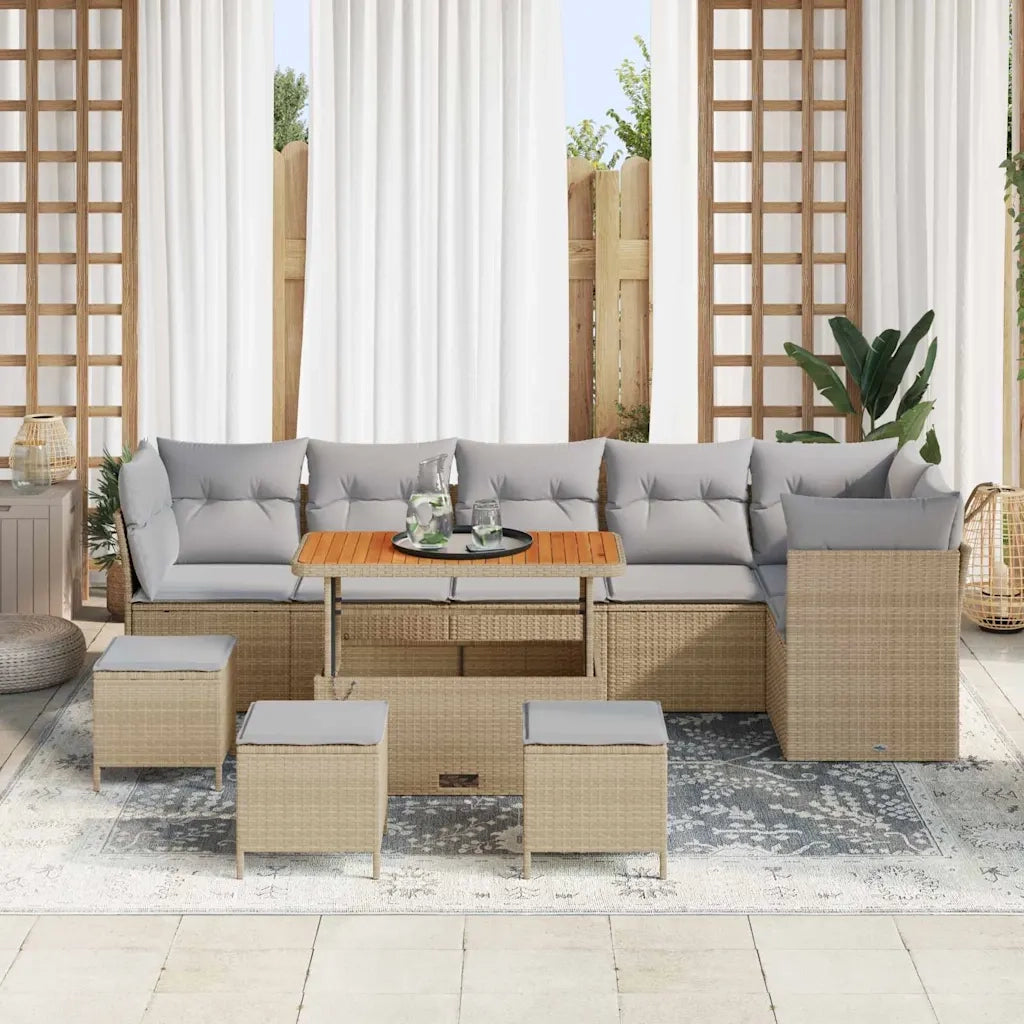 Set Divano da Giardino con cuscino 10 pcs beige e grigio chiaro 3363462