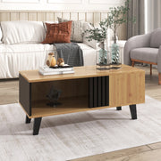 Tavolino da caffè 100x60x45 cm nero e legno con vani