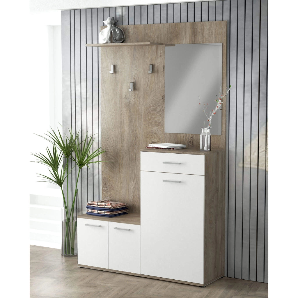 Mobile Ingresso con attaccapanni in Legno Composito cm 115x35x197 - NATHANIEL