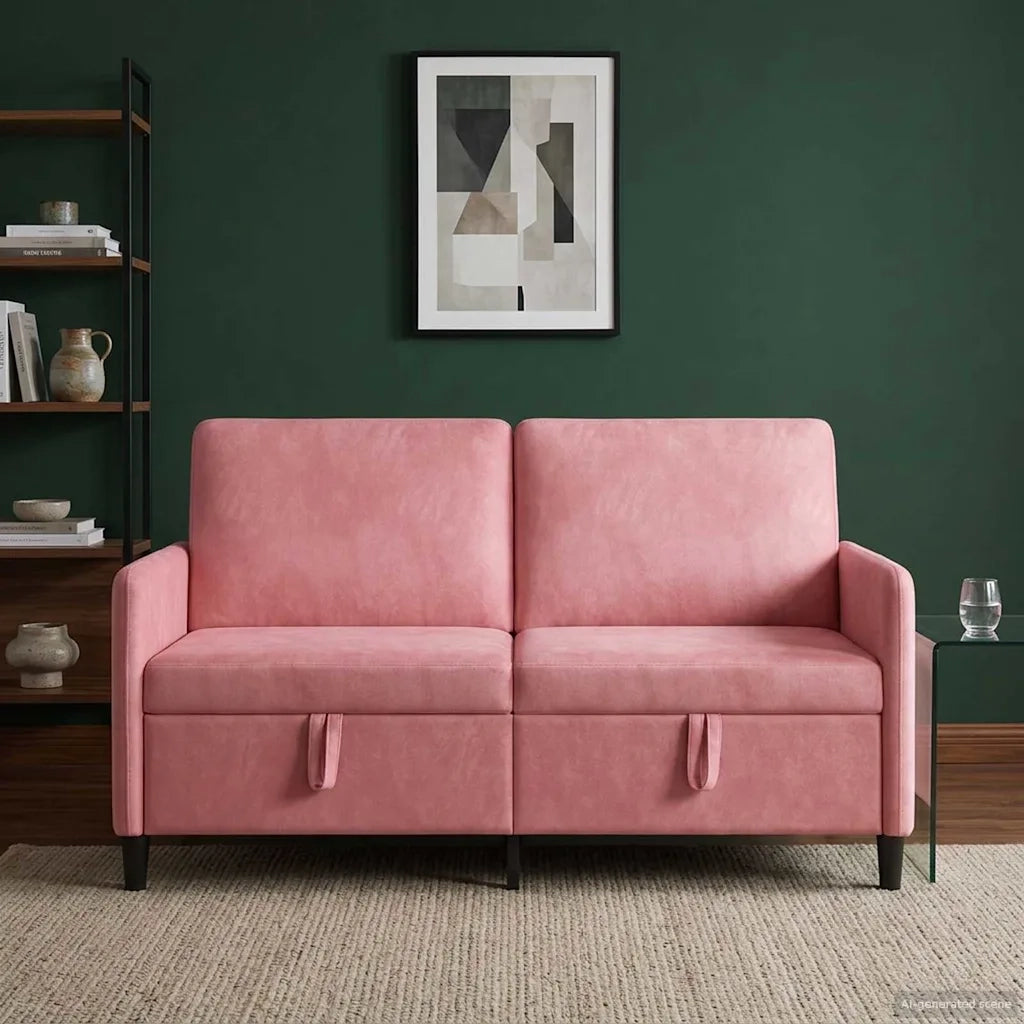 Divano con Storage Rosa 152 x 78 x 87 cm Poliestere 42036937
