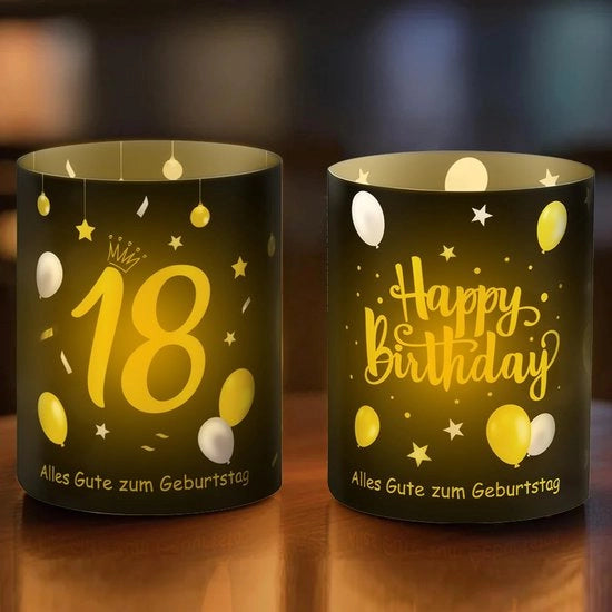 Decorazione di Tavola a Luce 12 Pezzi - Compleanno 18 Anni - Candelabri/Luci da Tavolo - Facile da Assemblare - Dimensioni 27x10cm/8x10cm - Lampada da Tavolo