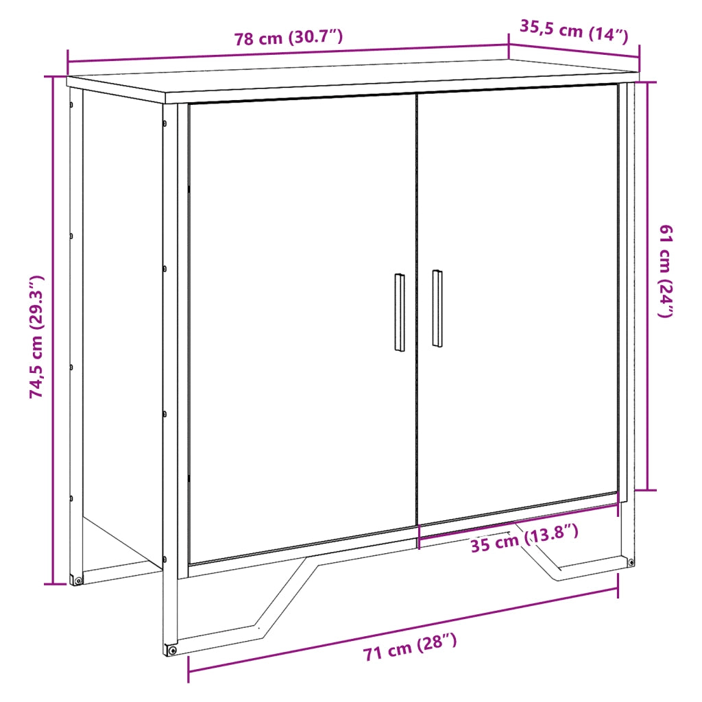vidaXL Credenza Rovere Marrone 78x35,5x74,5 cm in Legno Multistrato