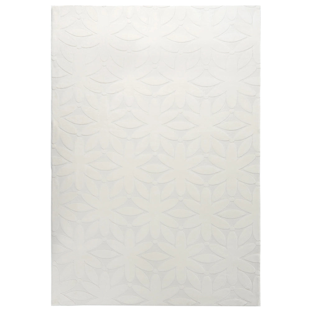 Tappeto Rettangolare Bianco Sporco in Tessuto Jacquard 160 x 230 cm