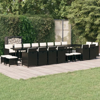 Set da Pranzo da Giardino 21 pz con Cuscini in Polyrattan Nero cod mxl 42577
