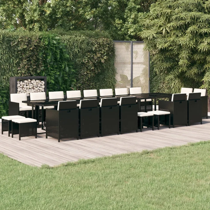 Set da Pranzo da Giardino 21 pz con Cuscini in Polyrattan Nero cod mxl 42577