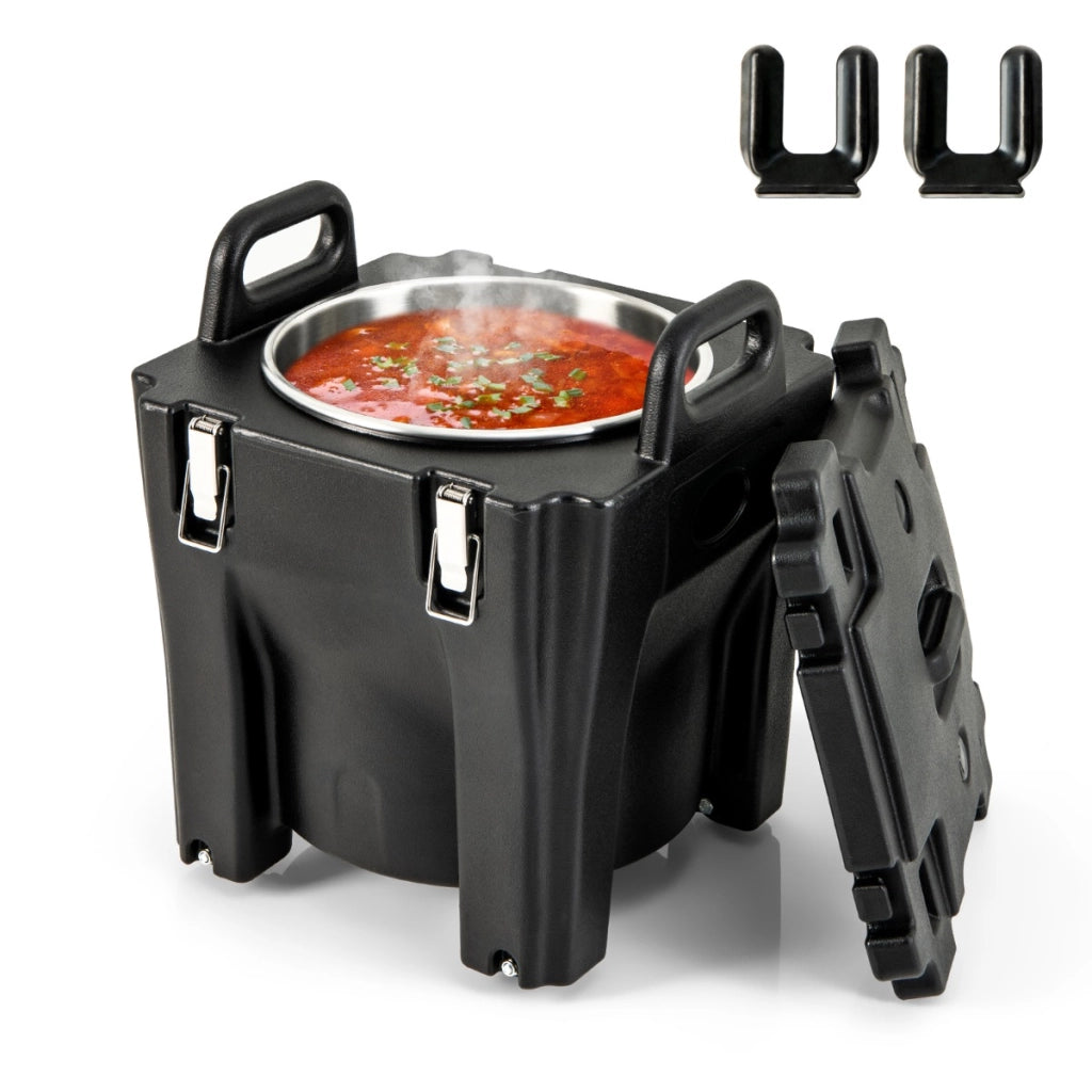 Contenitore termico e portatile per cibo e bevande da 30L-Portavivande ermetico impilabile in acciaio inox con 4 ruote e 2 freni Nero