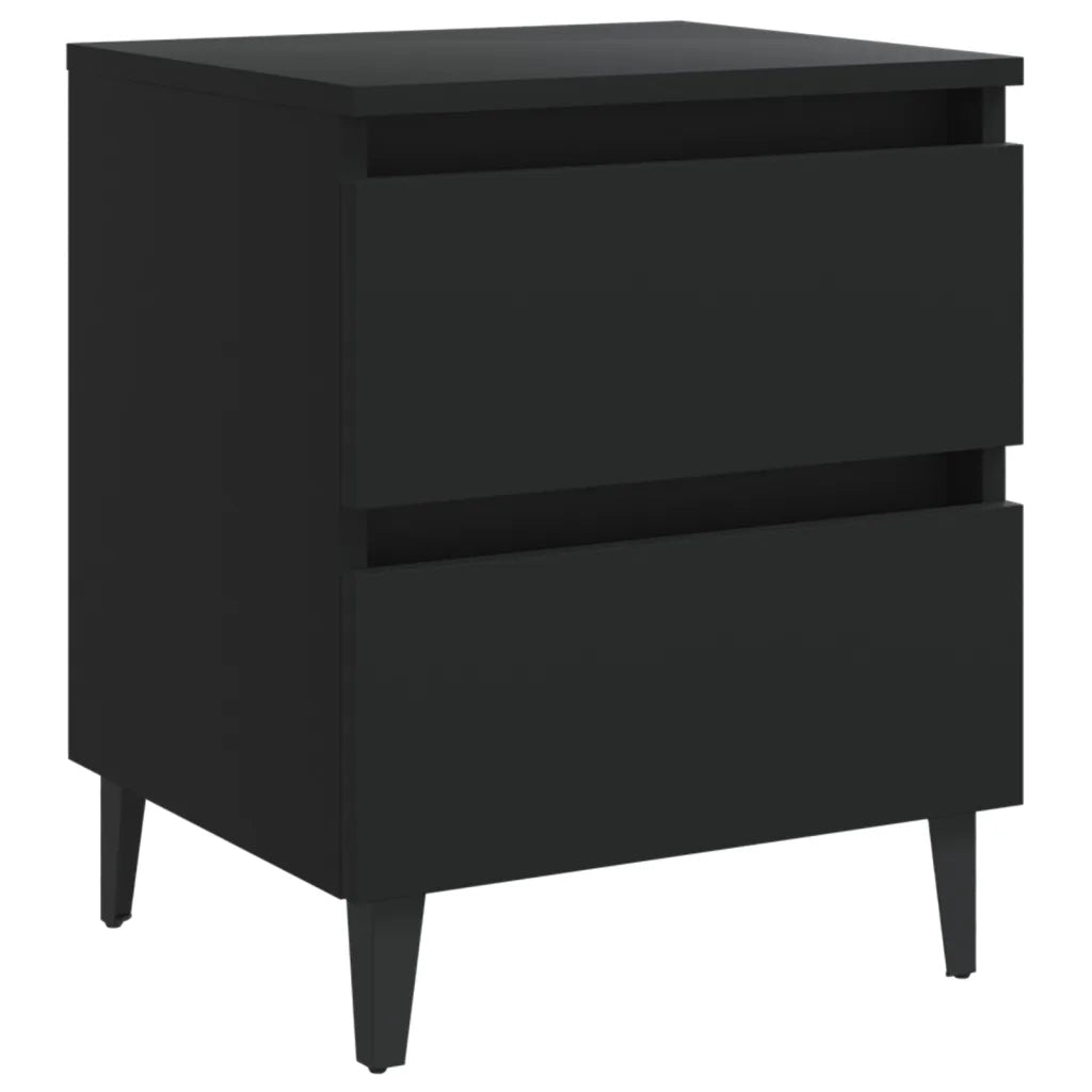 Comodini 2pz Neri 40x35x50 cm in Legno Multistrato 805872
