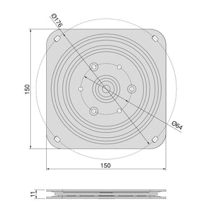 Piattaforma Girevole con Cuscinetti a Sfera 150x150 mm in Acciaio Emuca Zincato