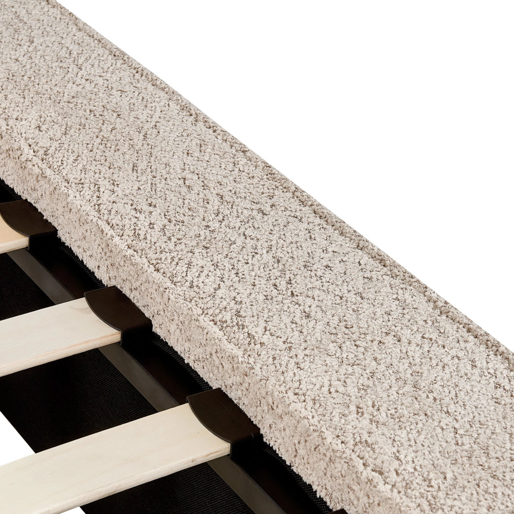 Letto matrimoniale in tessuto bouclé tortora 160 x 200 cm stile moderno