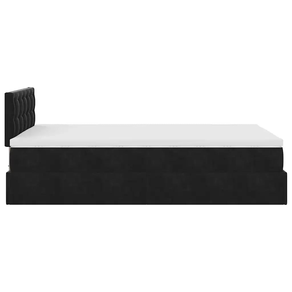 vidaXL Struttura Letto Pouf con Materasso Nero 120x200 cm Velluto