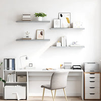 Scaffali a Parete 4 pz Grigio Cemento 90x23,5x3,8 cm in MDF cod mxl 33308