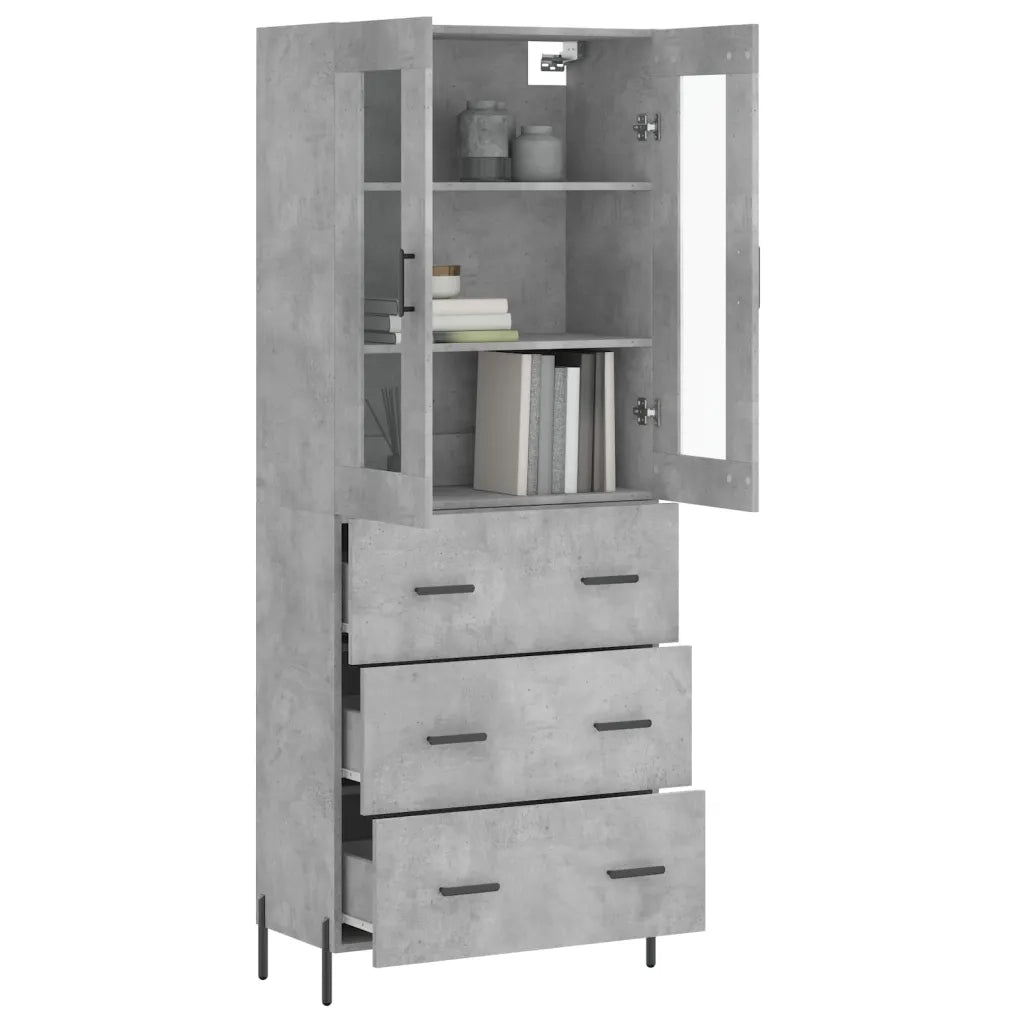 Credenza-Buffet-Armadio da cucina Grigio Cemento 69,5x34x180 cm in Legno Multistrato 422990
