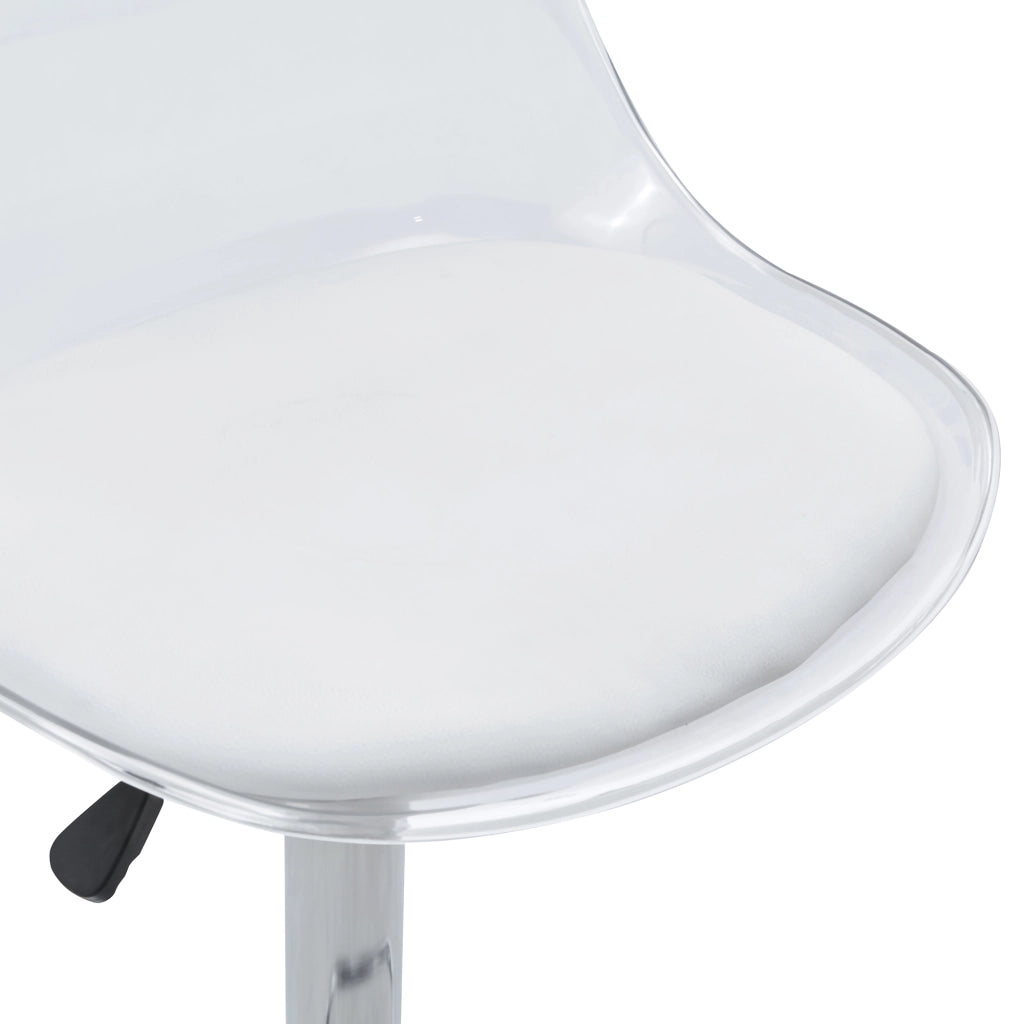 Set di 2 Sgabelli da Bar Regolabili; Girevoli a 360° con Schienale Trasparente; Metallo e Plastica; Argento e Trasparente