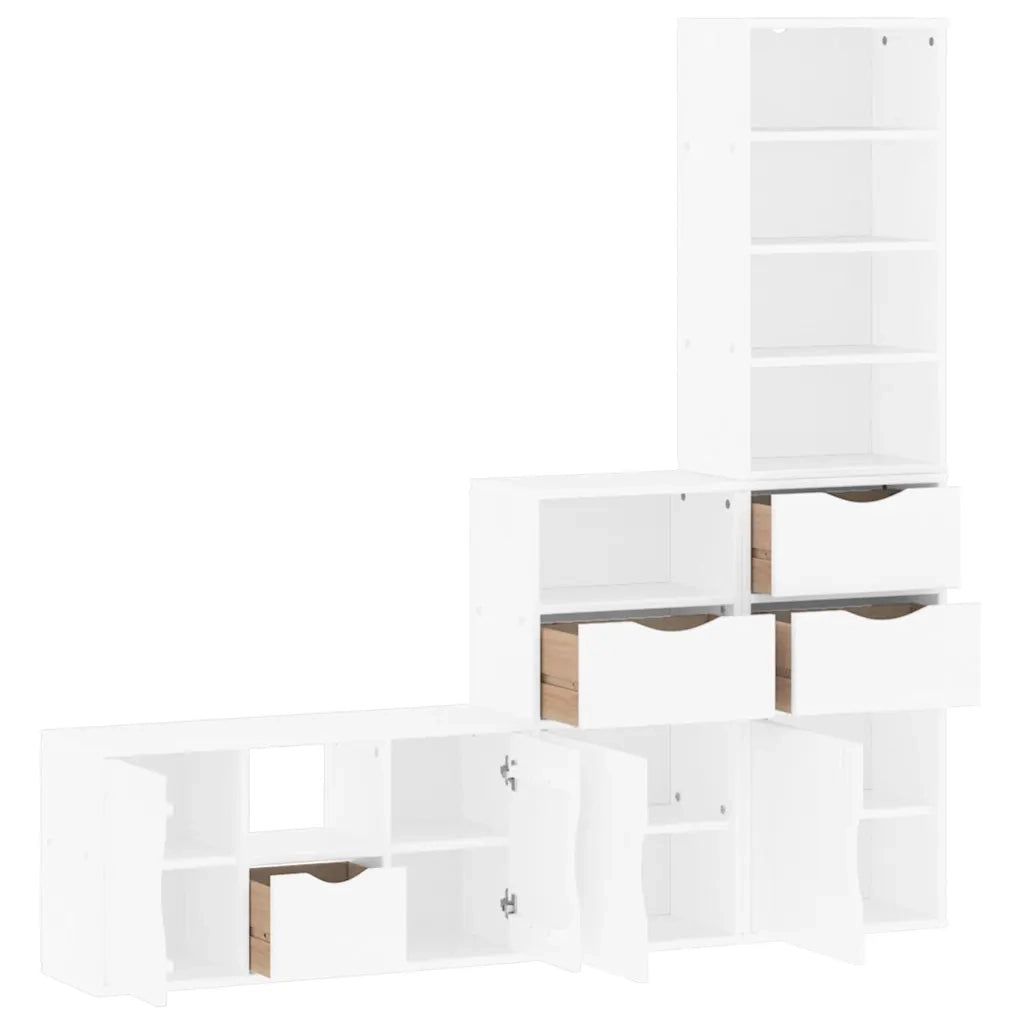 Mobile TV 4 pz con Contenitore ODDA Bianco in Legno di Pino 3365381