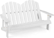 Sedia adirondack per bambini, 2 posti, sedia esterna in legno con schienale alto, resistente all'usura, per balcone, giardino e cortile, bianca