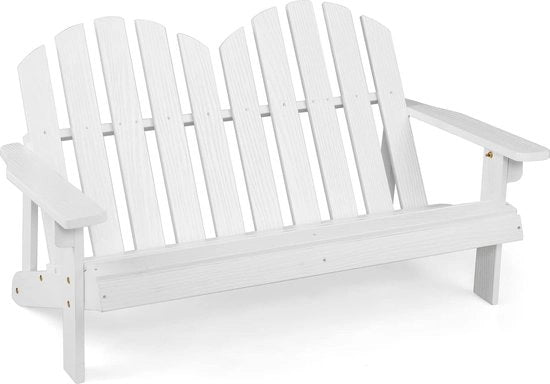 Sedia adirondack per bambini, 2 posti, sedia esterna in legno con schienale alto, resistente all'usura, per balcone, giardino e cortile, bianca