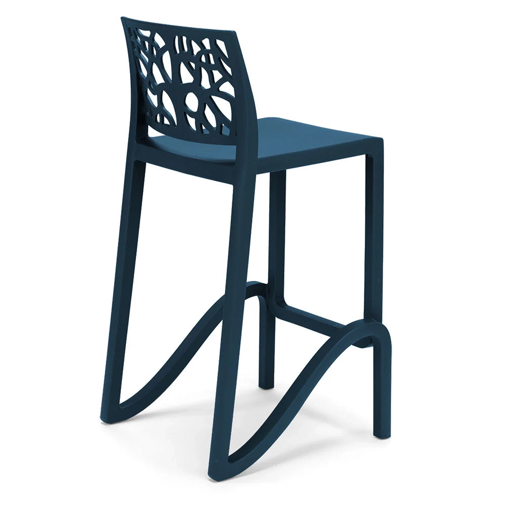 Set 6 sgabelli in polipropilene TETI altezza seduta 65cm, impilabile, idrorepellente, resistente ai raggi UV, design moderno e innovativo, ideale per la cucina, la veranda o giardino colore Petrolio